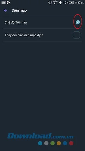 Instructions for activating the dark wallpaper for Viber