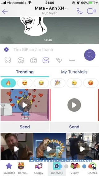 نحوه ایجاد تصاویر GIF با موسیقی در Viber (TuneMoji)