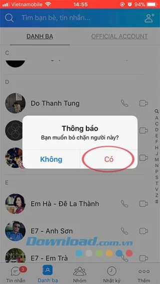 IPhone और iPad के लिए Zalo पर अजनबियों को कैसे ब्लॉक करें