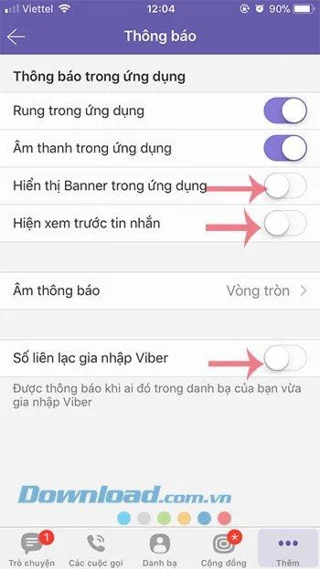 حالت اعلان را خاموش کنید ، هنگامی که پیام Viber وجود دارد ، صفحه را روشن کنید