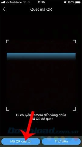 Example of sharing QR code on Zalo