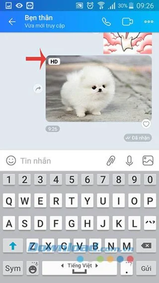 Sending HD images via Zalo