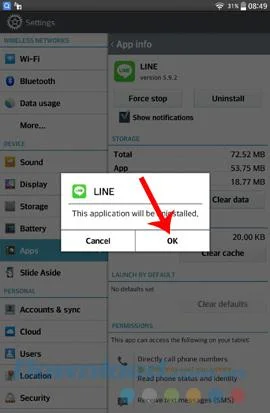 How to log out of LINE account on Android phone