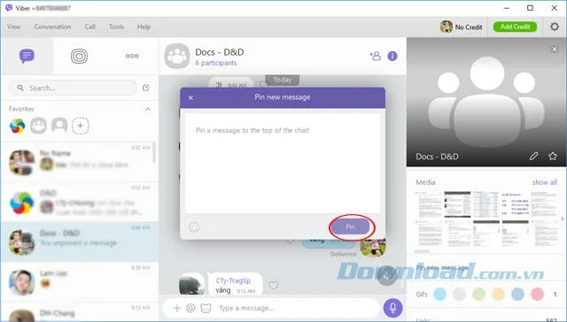 نحوه پین ​​کردن پیام ها در گروه چت رایانه Viber