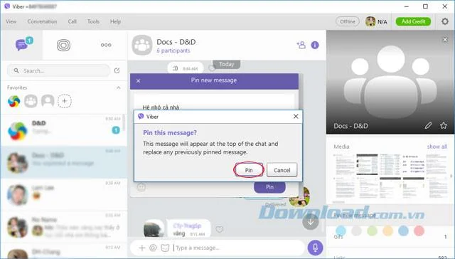نحوه پین ​​کردن پیام ها در گروه چت رایانه Viber