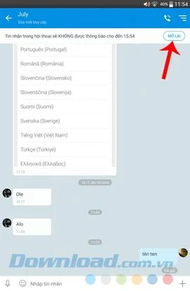 Cómo bloquear las notificaciones de chat Zalo