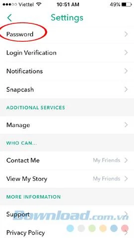 How to change the Snapchat password