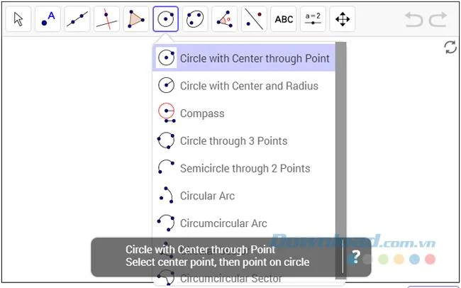 دستی با استفاده از ابزارها در GeoGebra