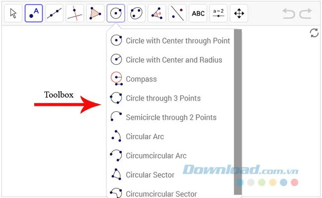 دستی با استفاده از ابزارها در GeoGebra