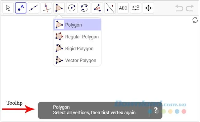 دستی با استفاده از ابزارها در GeoGebra