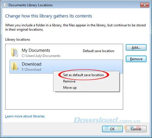 Change the default Download folder on Windows 7/8/10