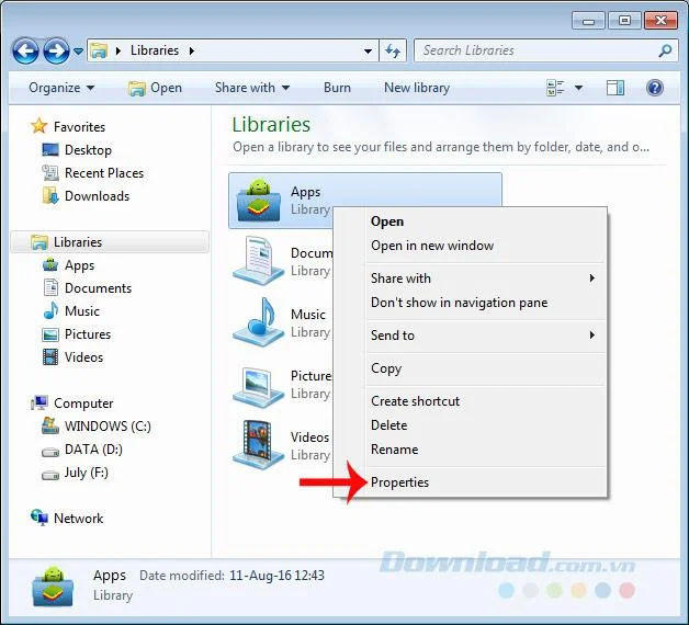 Change the default Download folder on Windows 7/8/10