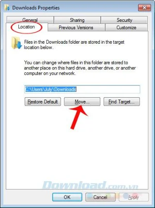 Change the default Download folder on Windows 7/8/10