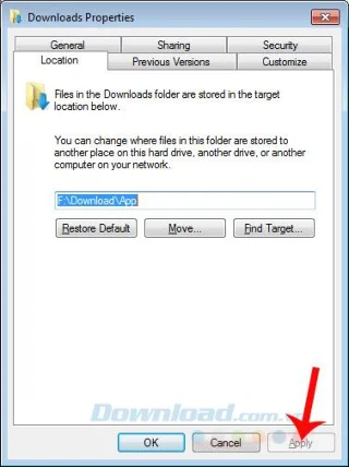 Change the default Download folder on Windows 7/8/10
