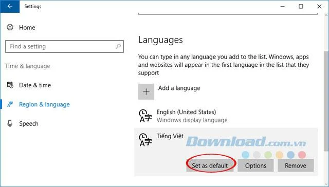 نحوه تغییر زبان ویتنامی برای ویندوز 10