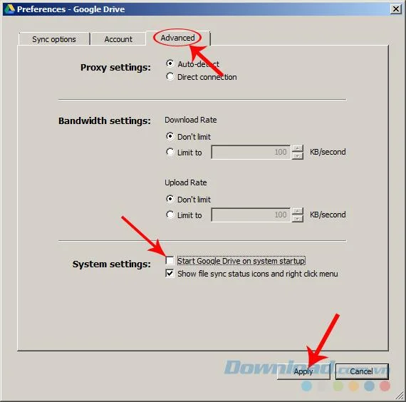 ویژگی راه اندازی رایانه Google Drive را خاموش کنید