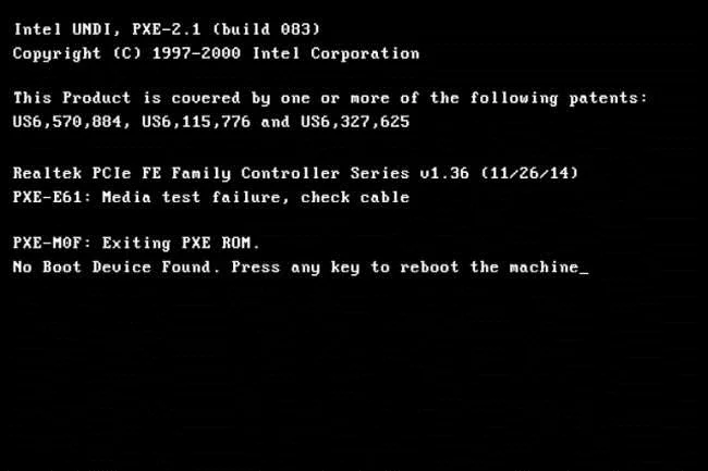 نحوه رفع PXE-E61: عدم موفقیت در تست رسانه ، کابل بررسی