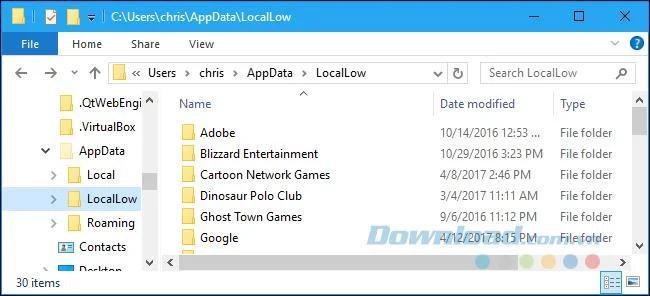 What is the AppData folder on Windows?