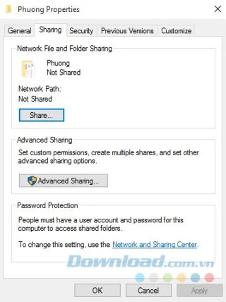 Instructions to share files over the Internet on Windows 10