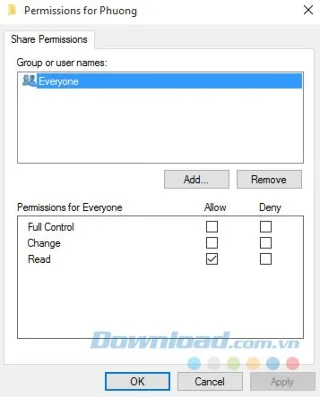 Instructions to share files over the Internet on Windows 10