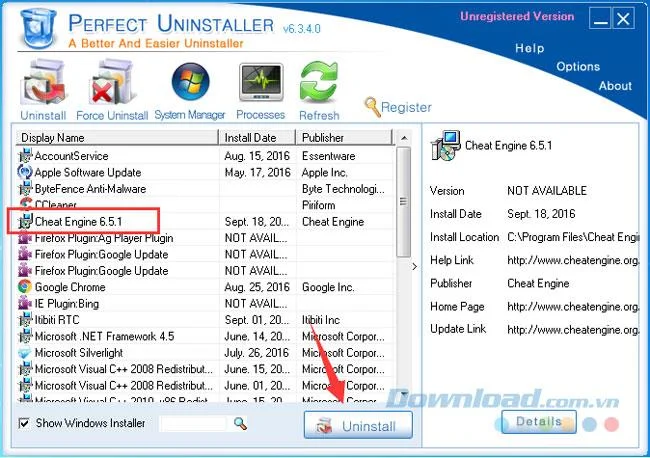 دستورالعمل برای حذف موتور Cheat Engine