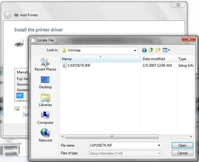 How to install Canon LBP 1210 printer on the computer