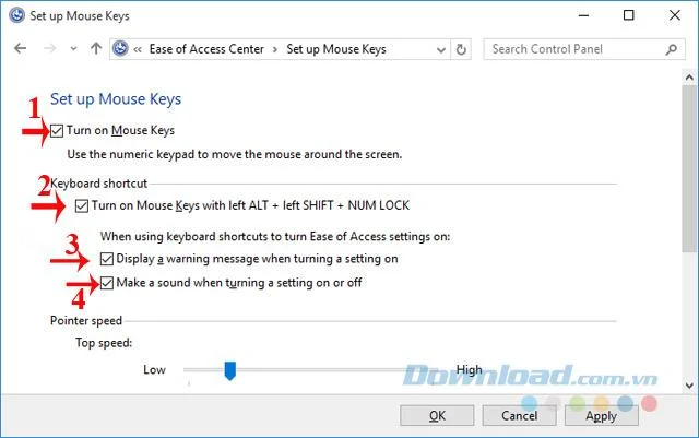 نحوه فعال کردن ویژگی Mouse Keys در ویندوز 10