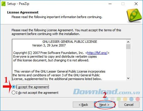 Install and use PeaZip to compress and decompress files