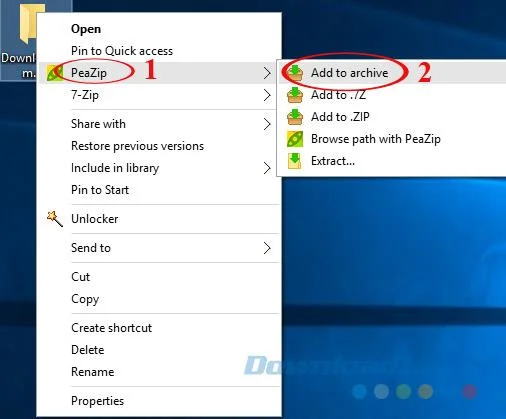 Install and use PeaZip to compress and decompress files