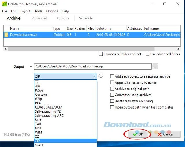Install and use PeaZip to compress and decompress files