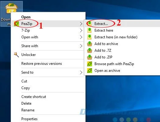 Install and use PeaZip to compress and decompress files