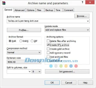 How to create a self-extracting file (* .exe) and set a password for the archive with WinRAR