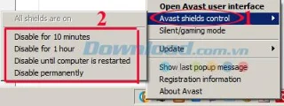 Avast uitschakelen voor een bepaalde periode