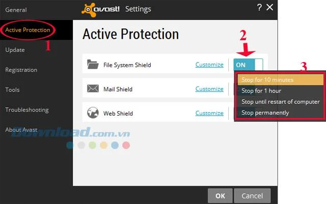 Avast uitschakelen voor een bepaalde periode