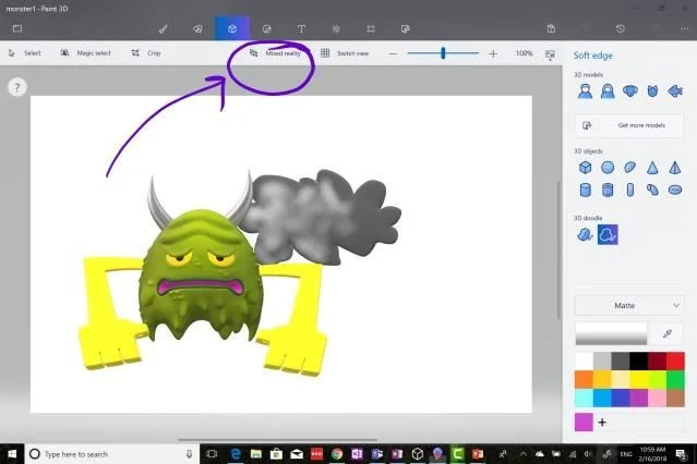 Instructies voor het maken van modellen en het gebruik van Mixed Reality in Microsoft Paint 3D