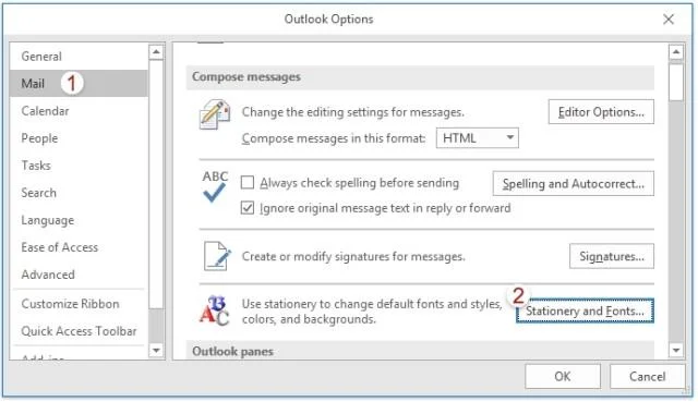 نحوه تغییر سبک و اندازه پیش فرض قلم در Outlook