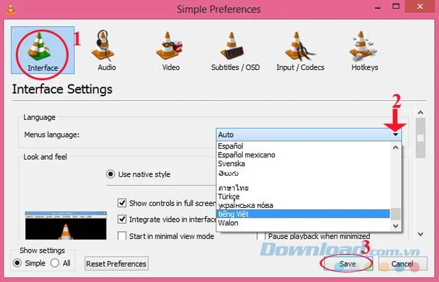 نحوه تغییر زبان ویتنامی برای VLC Media Player