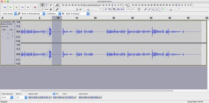 Wytnij dźwięk w Audacity