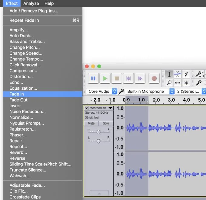 Fade In & Fade Out w Audacity