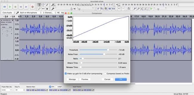 Kompresja dźwięku w Audacity
