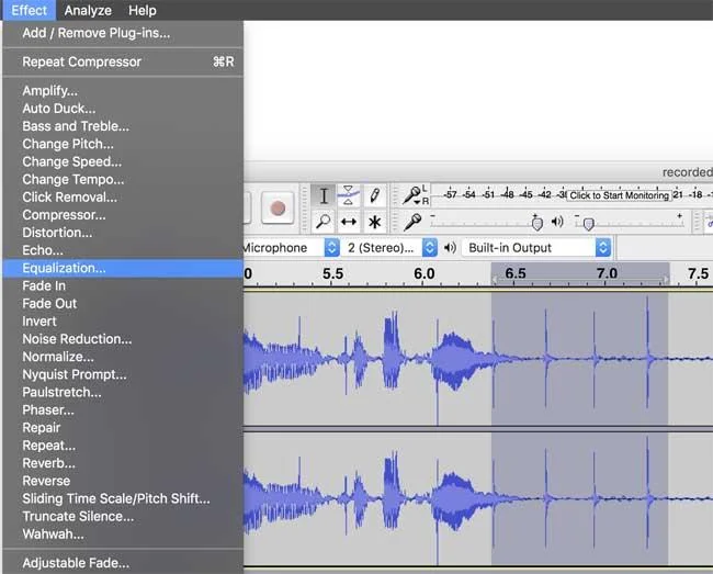 Usuwanie niepożądanych dźwięków w Audacity