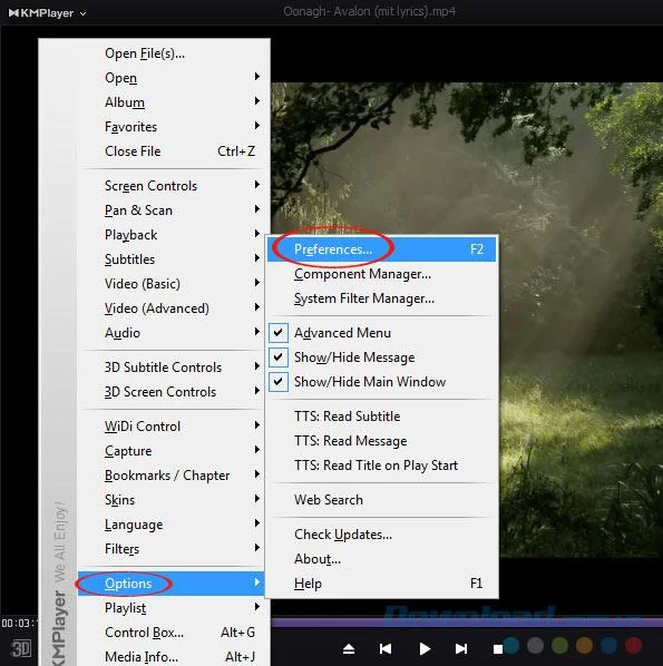 Automatic shutdown by KMPlayer software