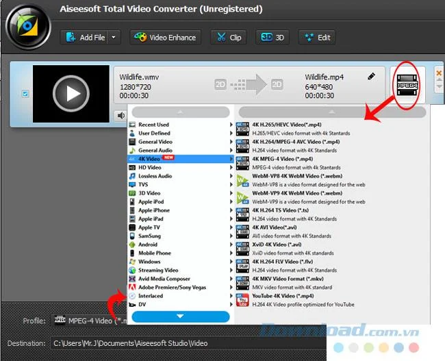 قالب ویدیویی WMV را به MP4 با مبدل ویدیوی Aiseesoft Total Video تبدیل کنید