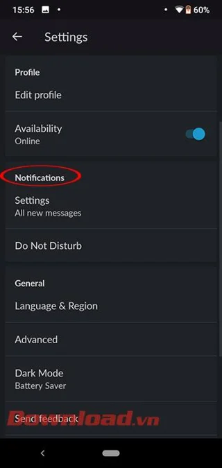 Instructions for installing and using Slack on the phone