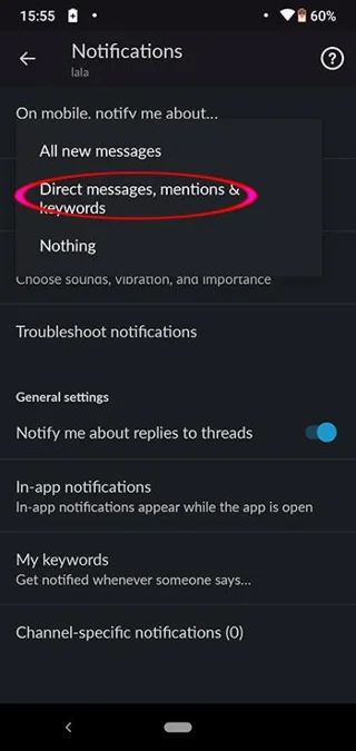 Instructions for installing and using Slack on the phone