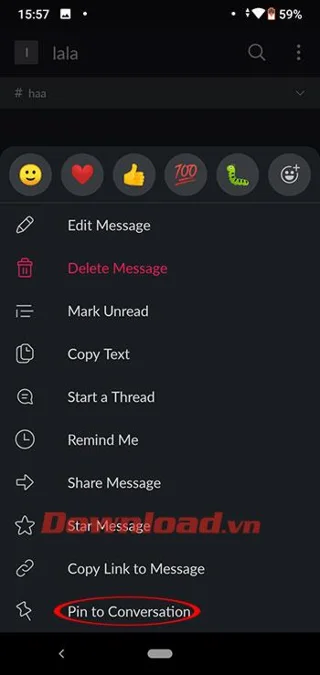 Instructions for installing and using Slack on the phone