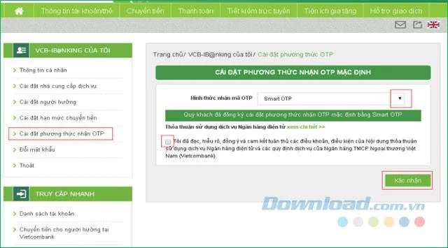 गाइड और रजिस्टर करने के लिए Vietcombank इंटरनेट बैंकिंग का उपयोग करें