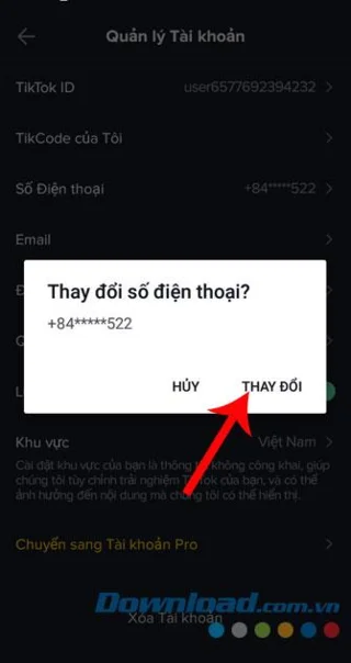 टिक टोक पर फोन नंबर बदलने के निर्देश