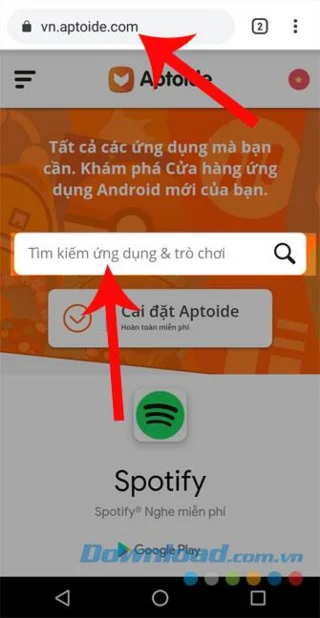 دستورالعمل ها برای بارگیری برنامه در Aptoide