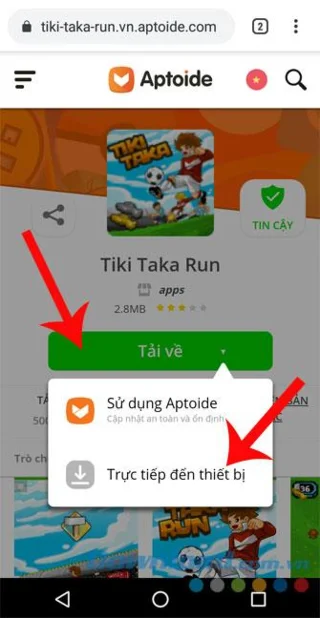 دستورالعمل ها برای بارگیری برنامه در Aptoide
